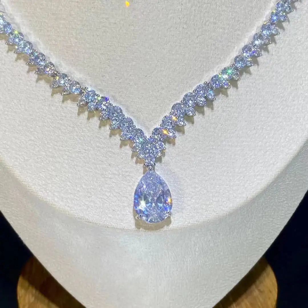 ASNORA Classic Water Drop Pendant Crystal Necklace For Women Cubic Zirconia Bridal Wedding 2 Piece Jewelry Set X0178 240805
