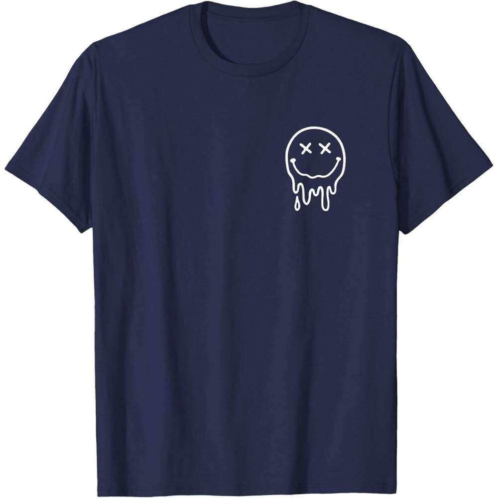 T shirt for Mens Cute X Eyes Melting Happy Melted Dripping Smile Face T-Shirt Shirts Tshirt Graphic Tee Casual Tops Clothes Short sleeve
