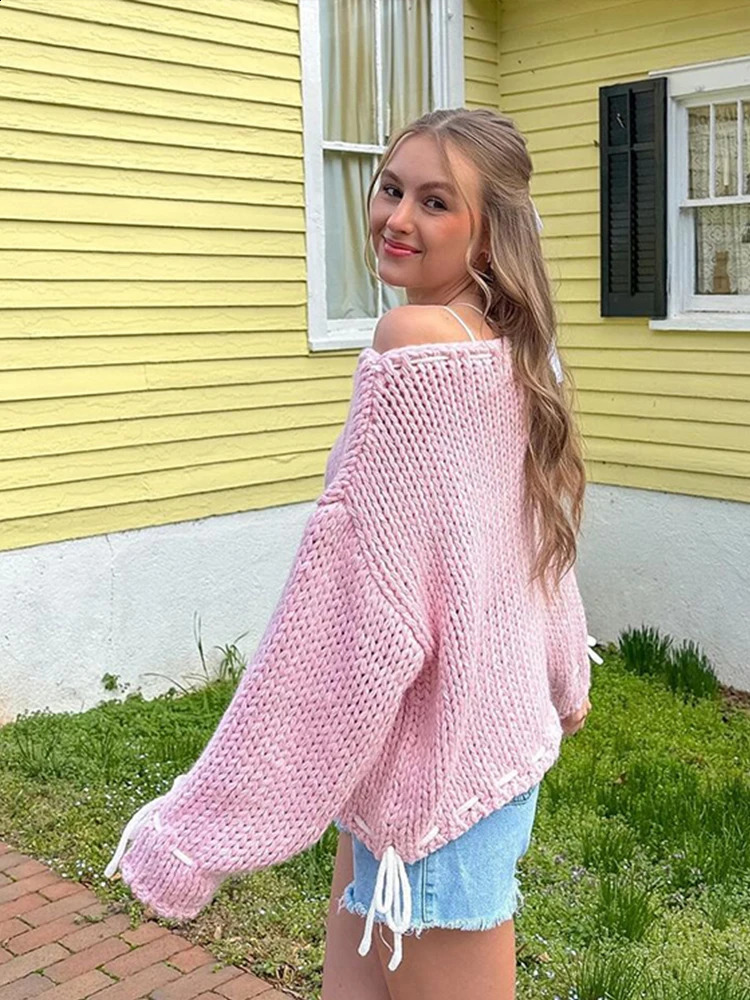 Fashion Contrast Color Knitted Pullover For Women Autumn Y2K Sweet O-neck Long Sleeve Sweater Lady Street Chic Jumper Knitwear 240813