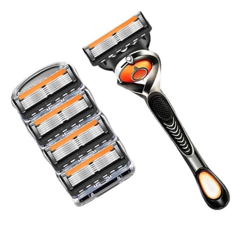 2024 Black/Blue Mens Classic Manual Shaver Retro Washed Shaver Blade Sharp Blade Anti Scratch Five Layer Shaver W240809
