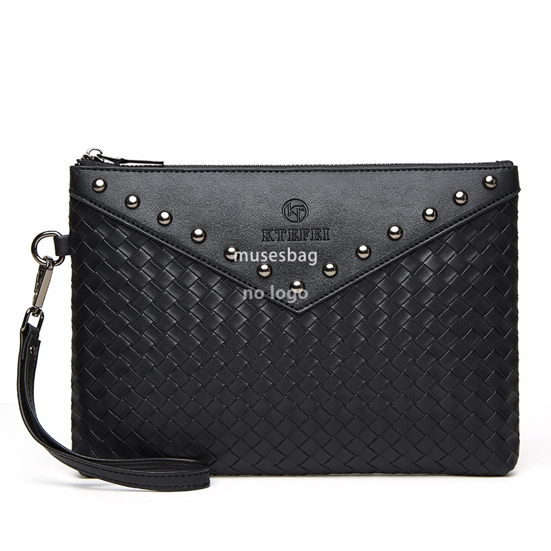 The new PU material of high quality men and women's personality button bag woven hand bag cross-border products