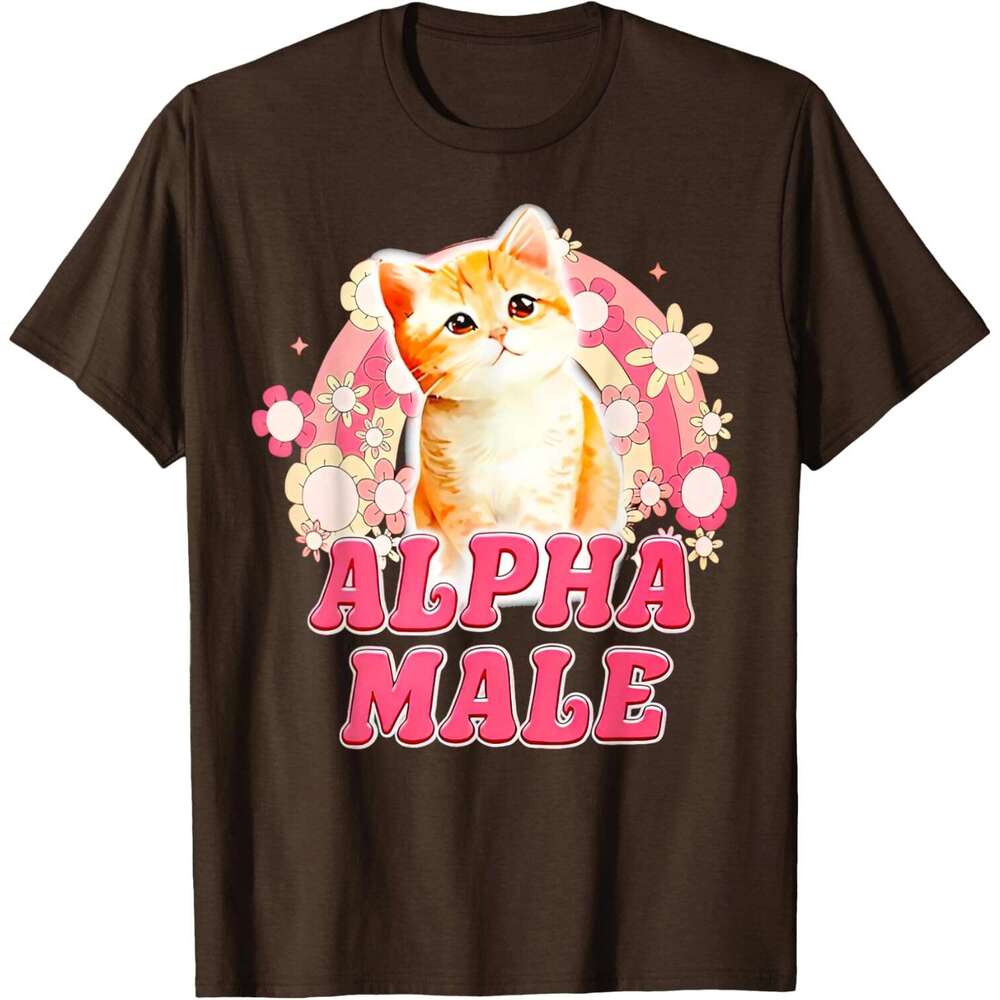 T shirt for Mens Alpha Male Cat Kitten Funny For Men Women T-Shirt Shirts Tshirt Graphic Tee Casual Tops Clothes Short sleeve