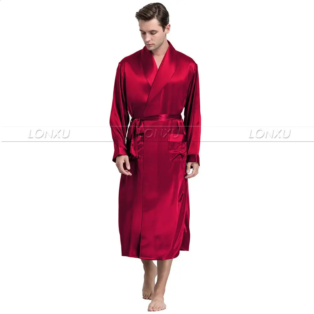 Mens silk satin robe bathroom pajamas S~3XL Plus_Fit for all seasons 240822