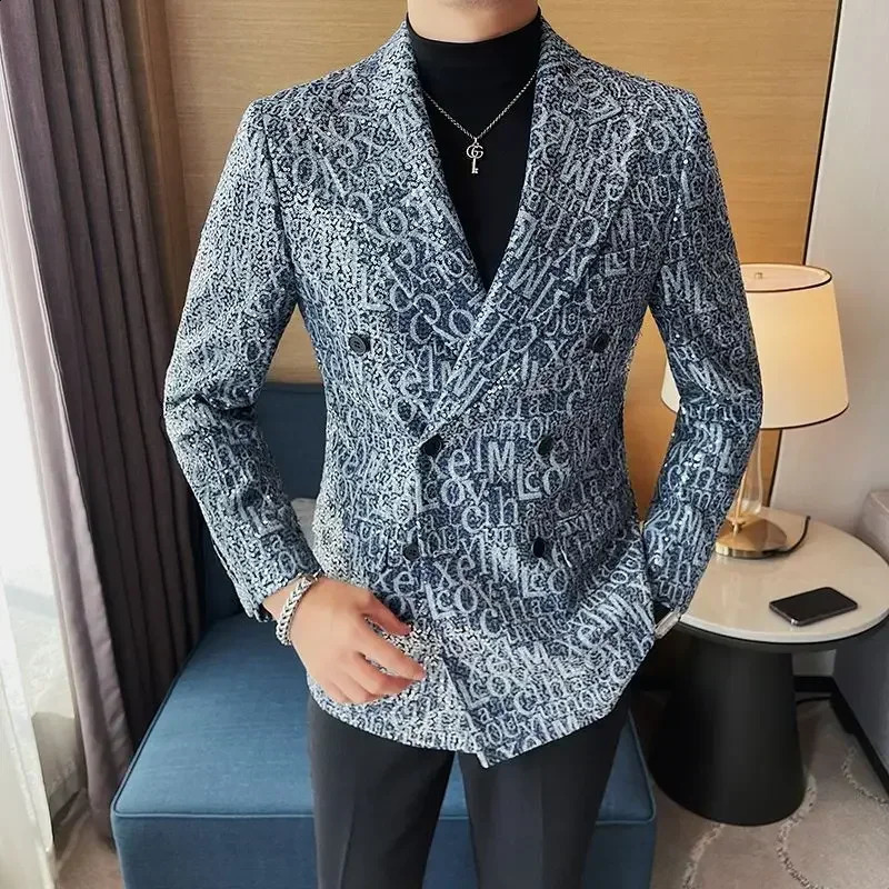 Mens Party Jacket Double Chest Jacket Plus Large Mens and Pioneer Oversized Classic High Quality Retro Simple 2024240809