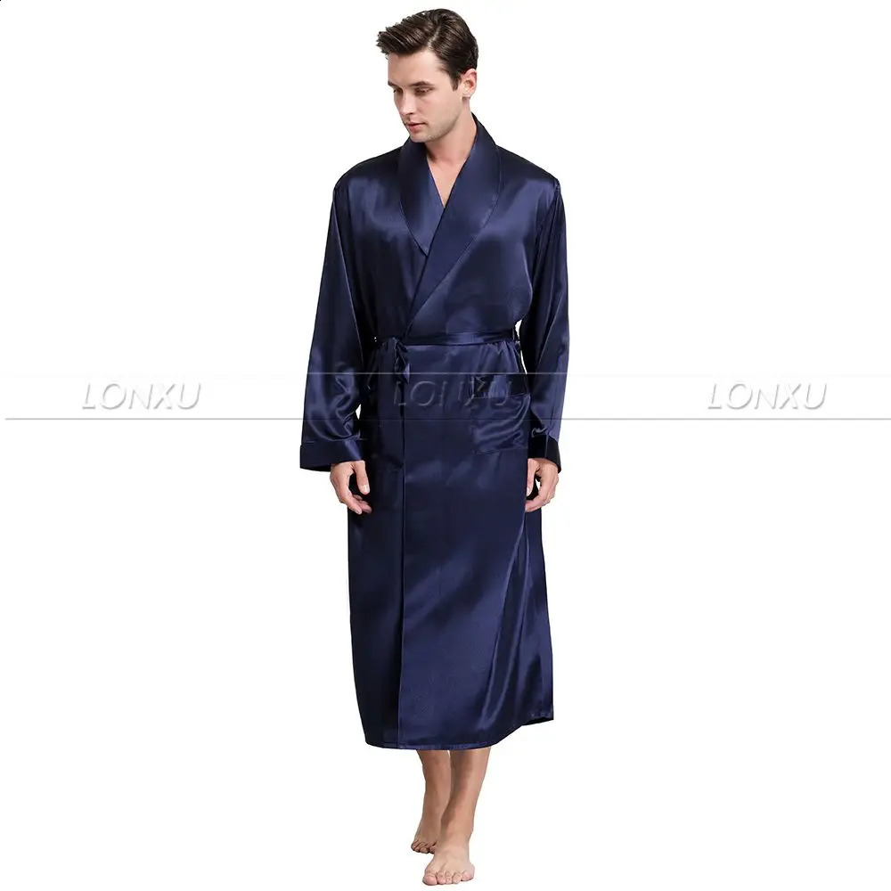 Mens silk satin robe bathroom pajamas S~3XL Plus_Fit for all seasons 240822
