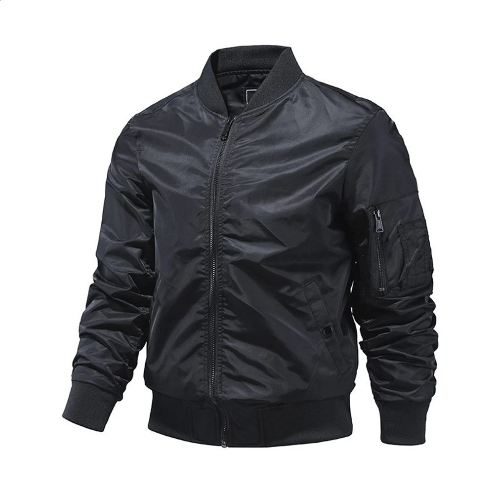 Solid color bomber jacket mens fashionable pilot baseball Spring and Autumn Ropa Hombre S5XL 240827