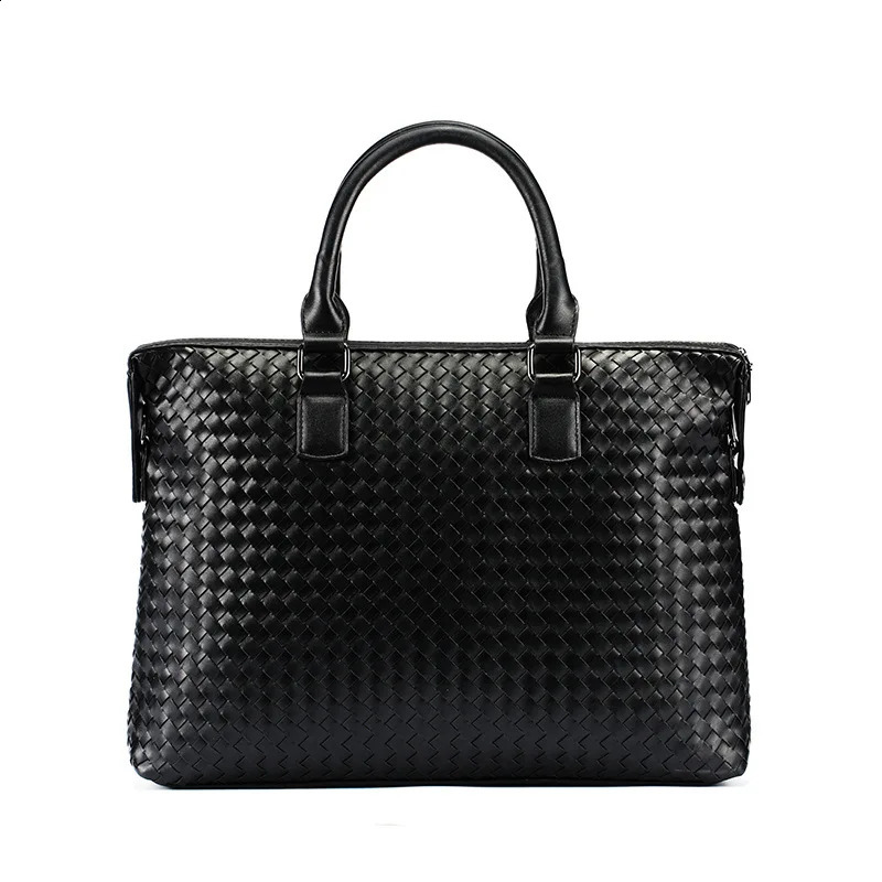 Wholesale hand woven briefcase business shoulder bag diagonal casual handbag computer mens 240809