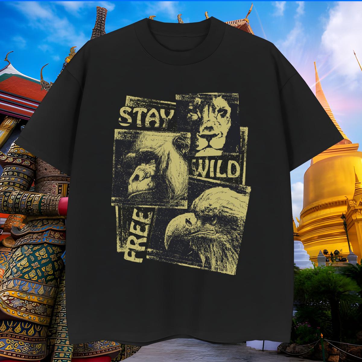 TOP Quality Men Tshirts 230g Cotton lion T-Shirts Casual Short Sleeve Soft Anime Print DIY Wear