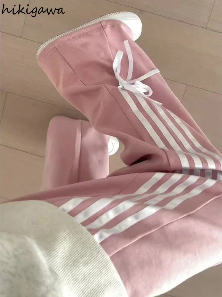 Korean Fashion Personality butterfly bandage Streetwear Leg Pants Bandage Bow High Waist Trousers Casual Y2k Pantalon Femme 240810
