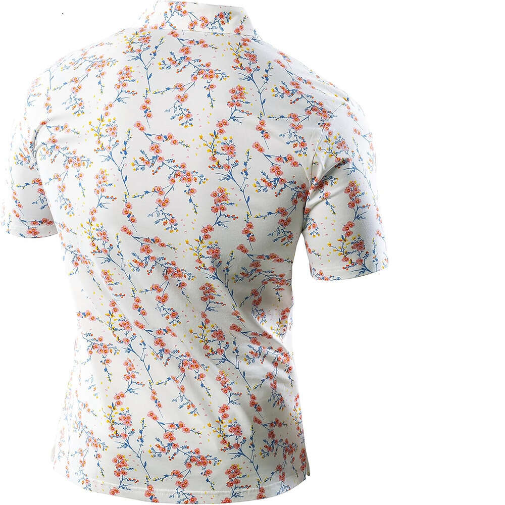 Fashion Mens Polo shirt flowerGolf Shirts Dry Fit Performance Moisture Wicking Printed Summer T-Shirt Polos shirts tshirt Casual tops summer clothes S
