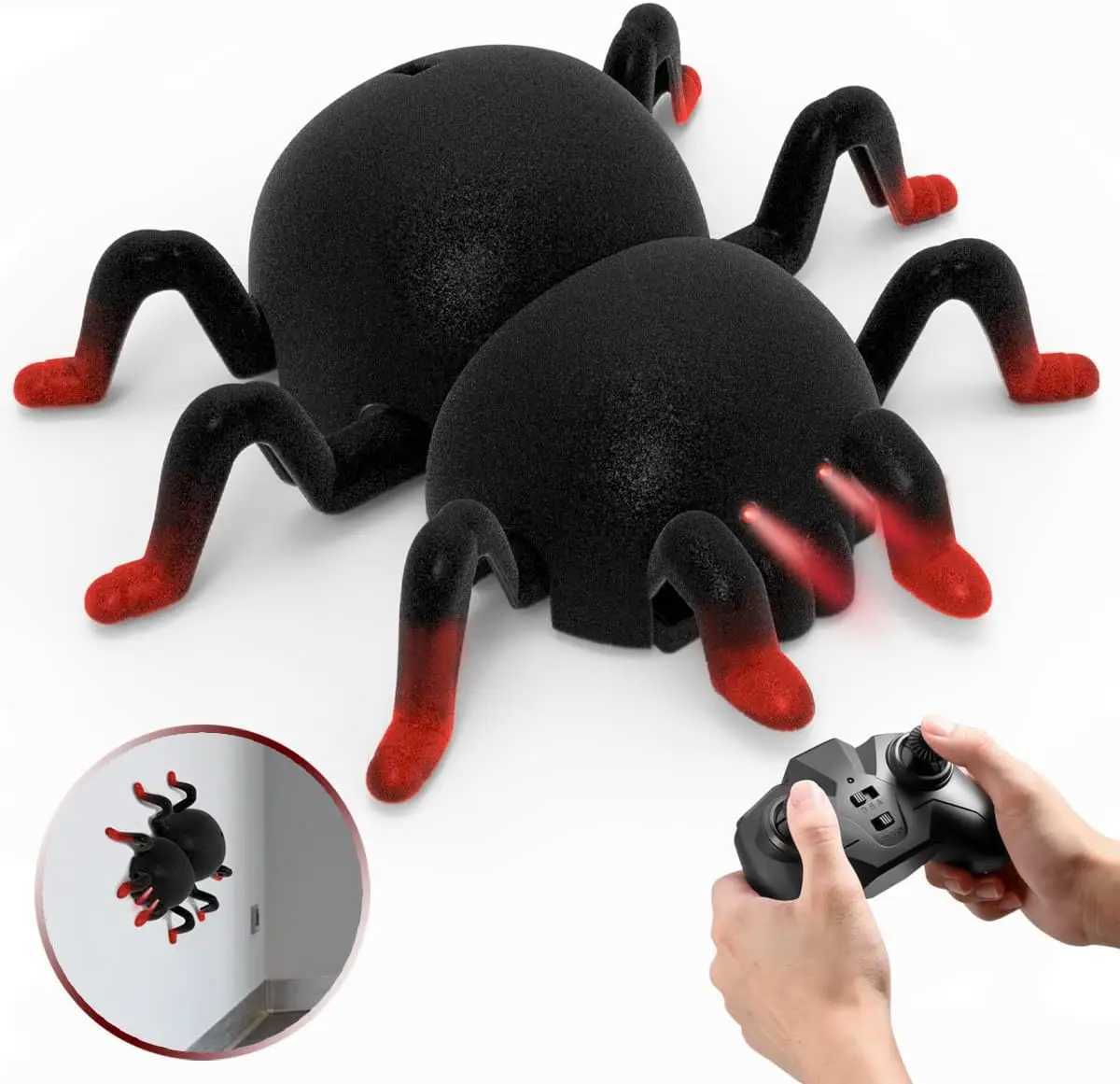 Realistic Wall-Climbing Remote Control Spider Toy with LED Light for 6+ Boys Girls RechargeableHalloween Spoof GiftsY240810