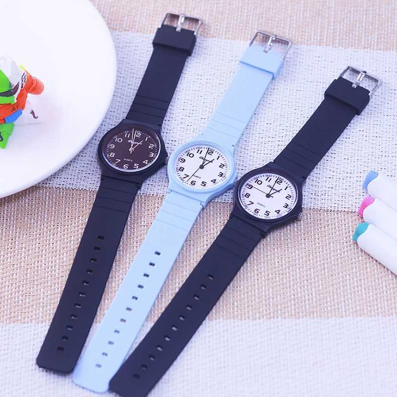 2024 child children boys girls Primary school students rubber jelly color simple clear number quartz watches kids gifts watches Y240809