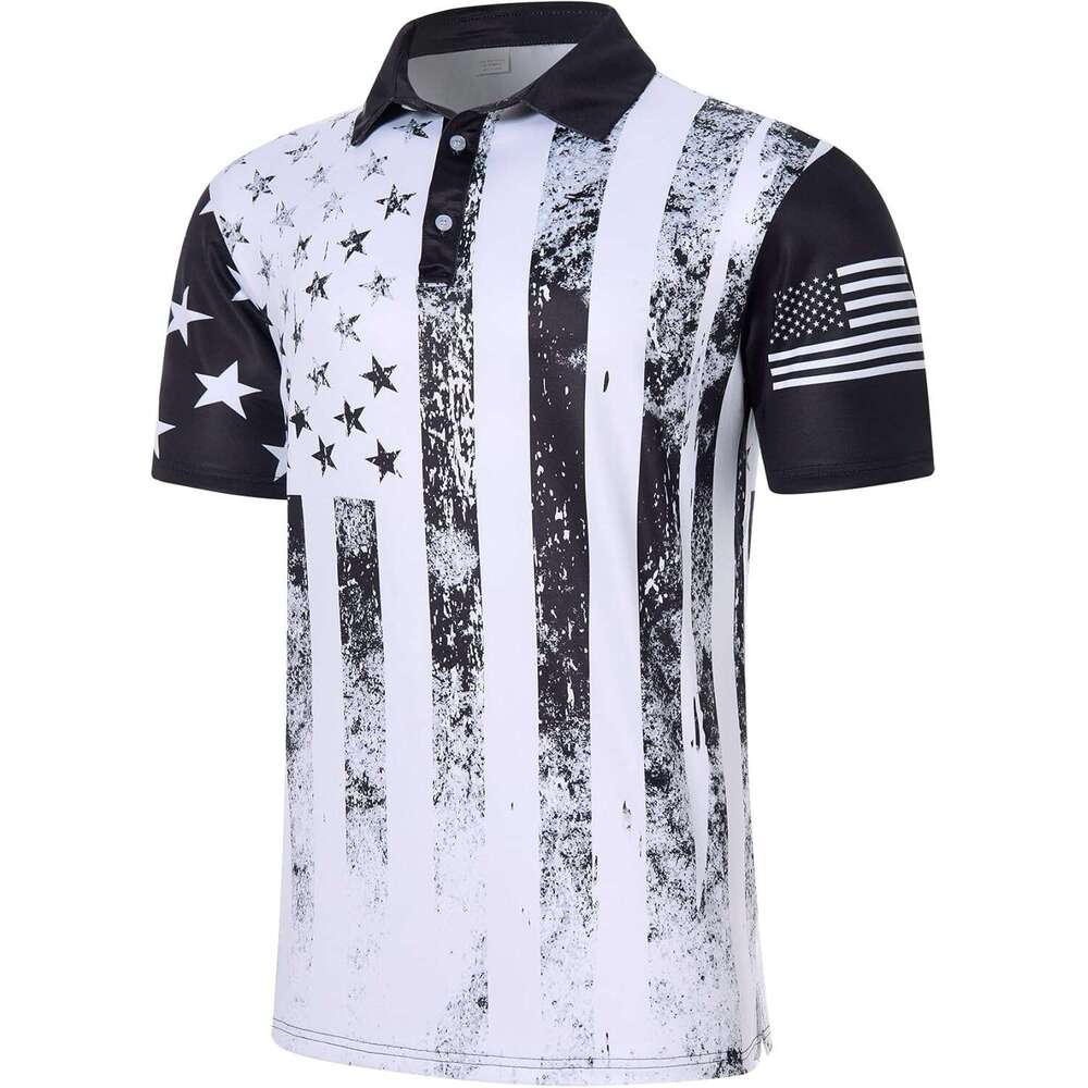 Fashion Mens Polo shirt Mens American Flag Golf Shirts 4th of July Polo Shirt Dry Fit USA Patriotic comfort Polos shirts tshirt Casual tops summer clo