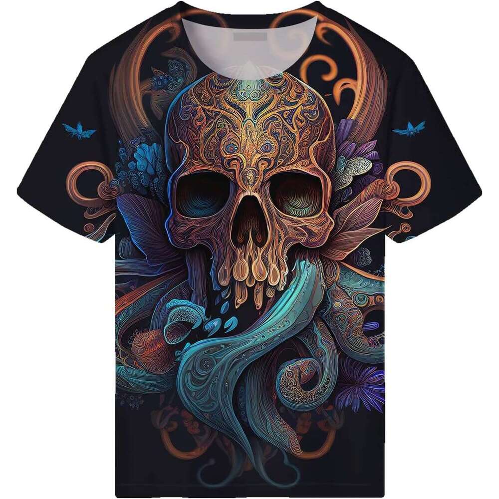 Halloween Mens T shirt Darkness Skull King Shirt Sea Creature Jellyfish Octopus T-Shirt shirts tshirt graphic tee Casual tops summer clothes Short sle