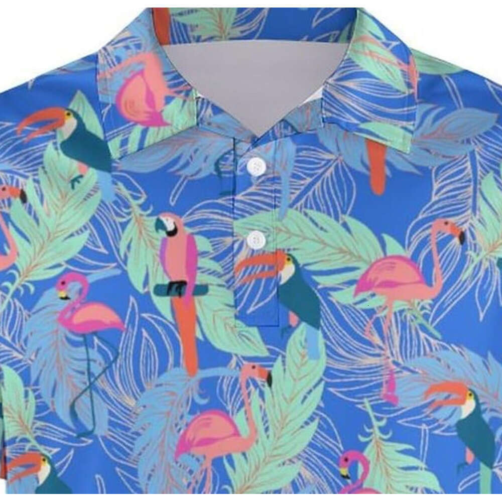 Fashion Mens Polo shirt for Men Flamingo Dry Fit Short Shirt Performance Shirts Funny Bird Golf ShirtsLarge Polos shirts tshirt Casual tops summer clo