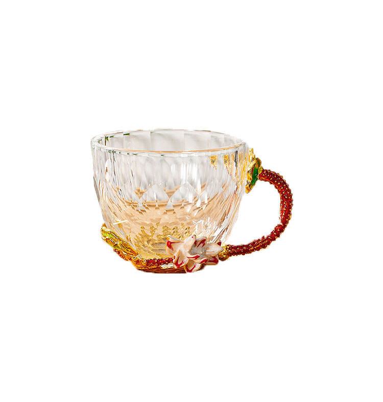 Round enamel color water cup high temperature resistant crystal glass light luxury transparent teacup