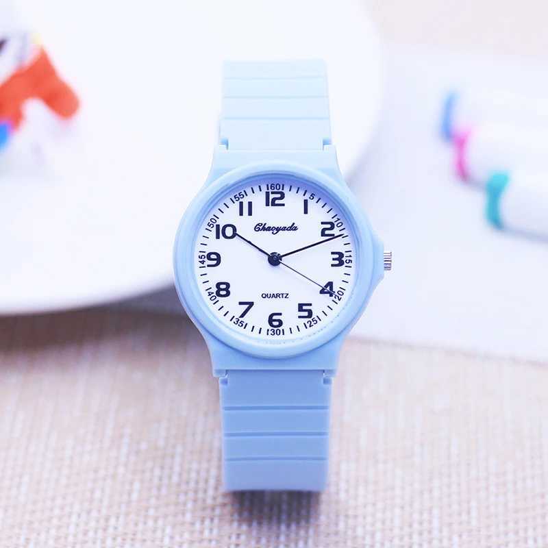 2024 child children boys girls Primary school students rubber jelly color simple clear number quartz watches kids gifts watches Y240809