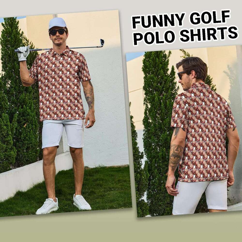 Fashion Mens Polo shirt Beach is funny Moisture Wicking Sports for Men Ultral Soft Golf Shirts Stylish Collared Shirts Casual tops summer clothes Shor