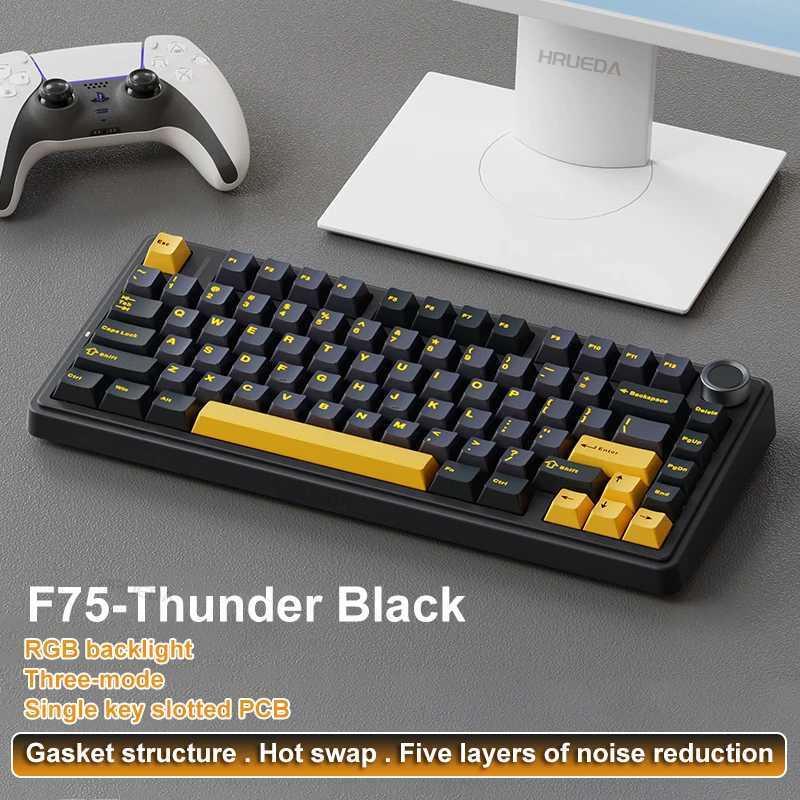 AULA F75 RGB LED Light PC Custom etooth Wireless 2.4G Type-C Wired Gaming Mechanical Switch 75% Keyboard 82 Keys witXJ241225