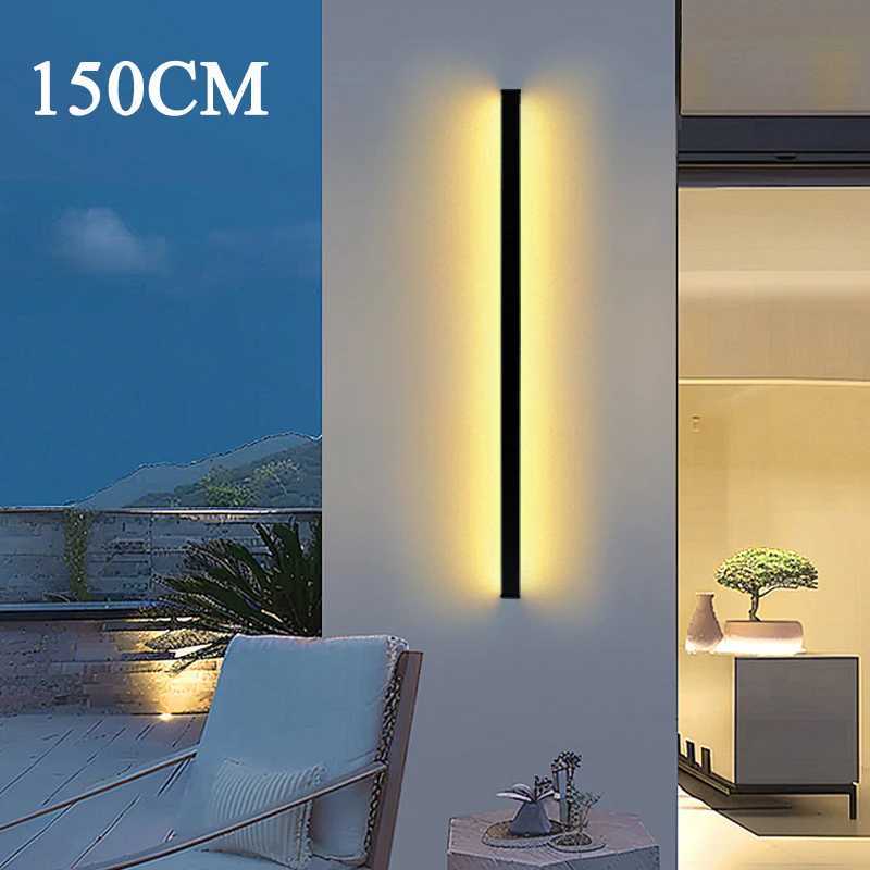 Modern LED Long Wall Lamp IP65 Waterproof Outdoor lighting AC220V Aluminum Black Garden porch Sconces Decor Wall LampCL240809