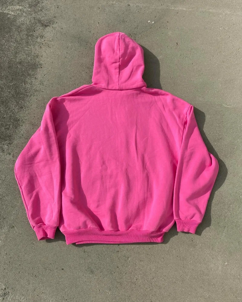 Statue of Liberty lettering print pink oversized hoodie for women 240809