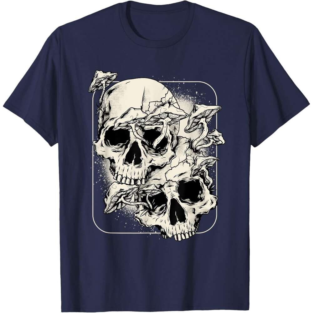 Halloween T shirt for Mens Skull Mushroom Shirt Goth Morel Mushroom Art Emo T-Shirt Shirts Tshirt Graphic Tee Casual Tops Clothes Short sleeve 2025
