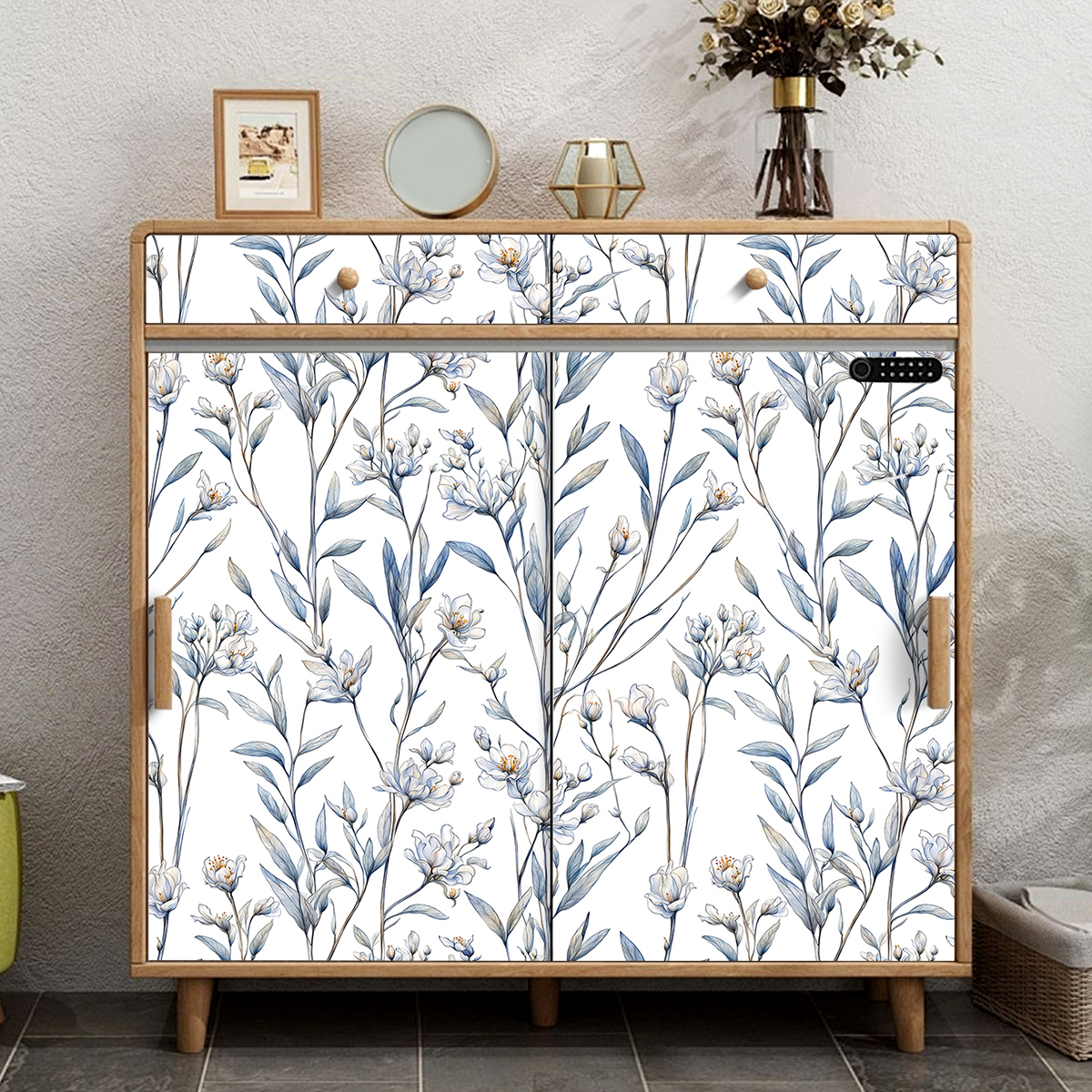 Cross border wallpaper sketching floral patterns retro personalized watercolor style wallpaper waterproof and moisture-proof home decoration