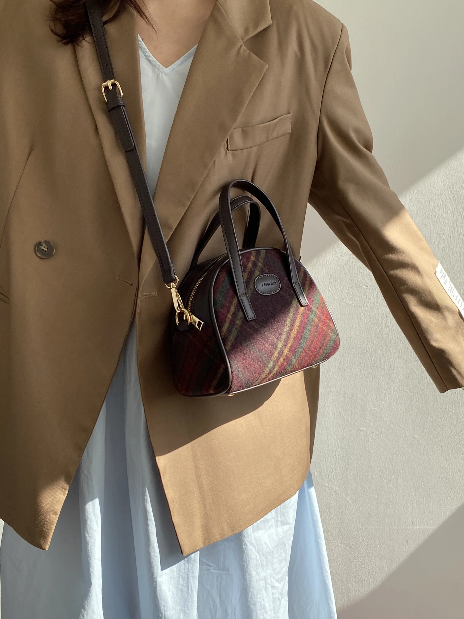 Retro Plaid Womens Shoulder Bags Casual College Girls Small Tote Handbags Simple Vintage Female Messenger Bag Purse Clutch 240810 62e0