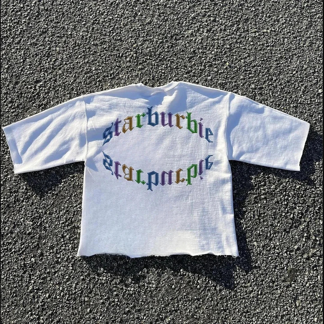 Round neck teeth pattern printed women street clothing T-shirt Y2K Harajuku hip-hop men and women cotton short sleeved top 240819