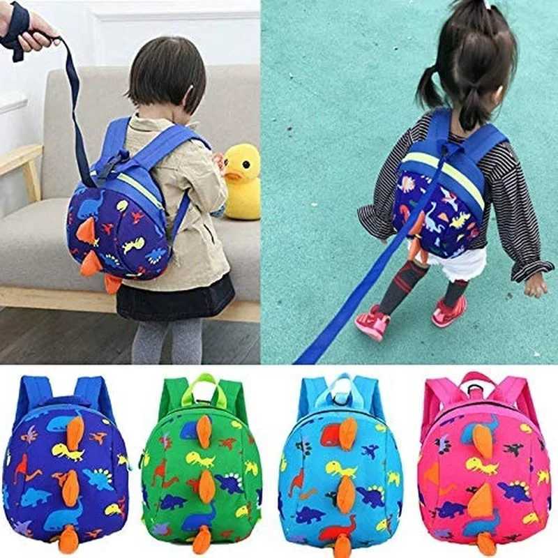 Infant Baby Dinosaur Safety Harness Backpack Toddler Kids Canvas Leash Anti-lost Kindergarten Bag Children Animal Schoolbags Y240809