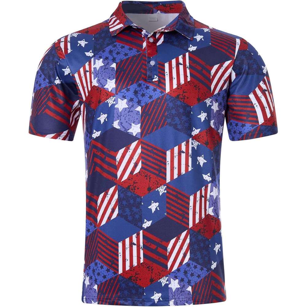 Fashion Mens Polo shirt Mens American Flag Golf Shirts 4th of July USA Patriotic Short Sleeve Polos shirts tshirt Casual tops summer clothes Short sleeve