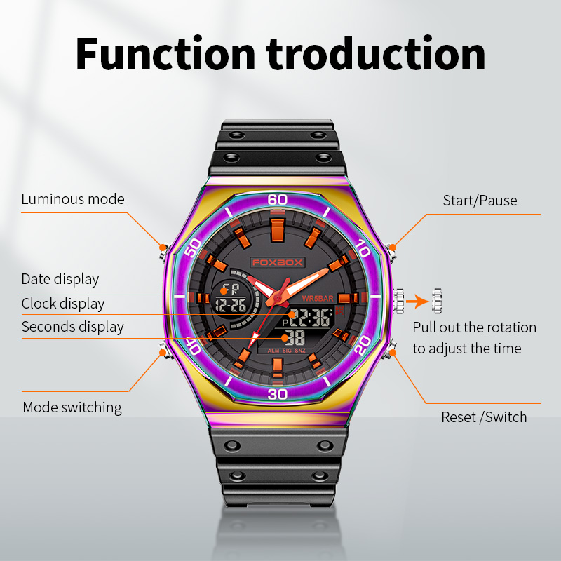 LIGE Men's New Casual Dual Display Electronic Watch Multi functional Waterproof Night Light Calendar Watch Youth Alarm Clock Watch
