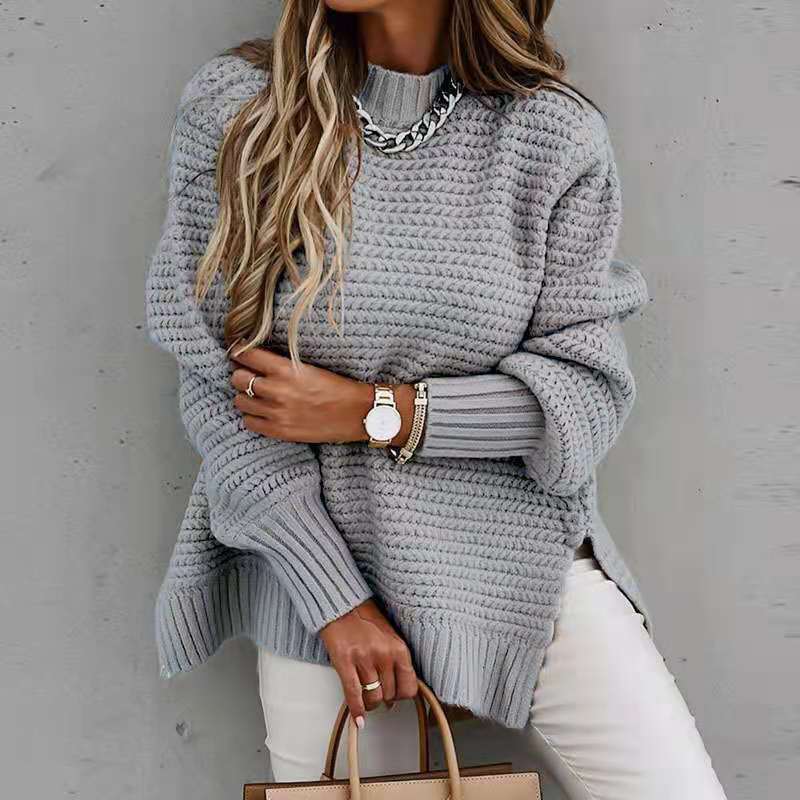 Women's Fried Dough Twists thread loose half high collar coarse wool thickened front short back sweater women dongdumaoyi