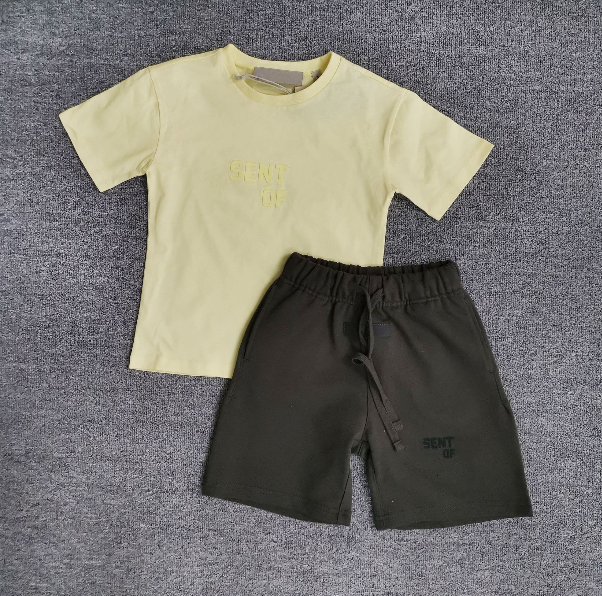 Short And T Shirt Set Kids Lightweight Cotton Summer Outfit - Letter Print Tee and Shorts for Playtime Fun y250607MSEW