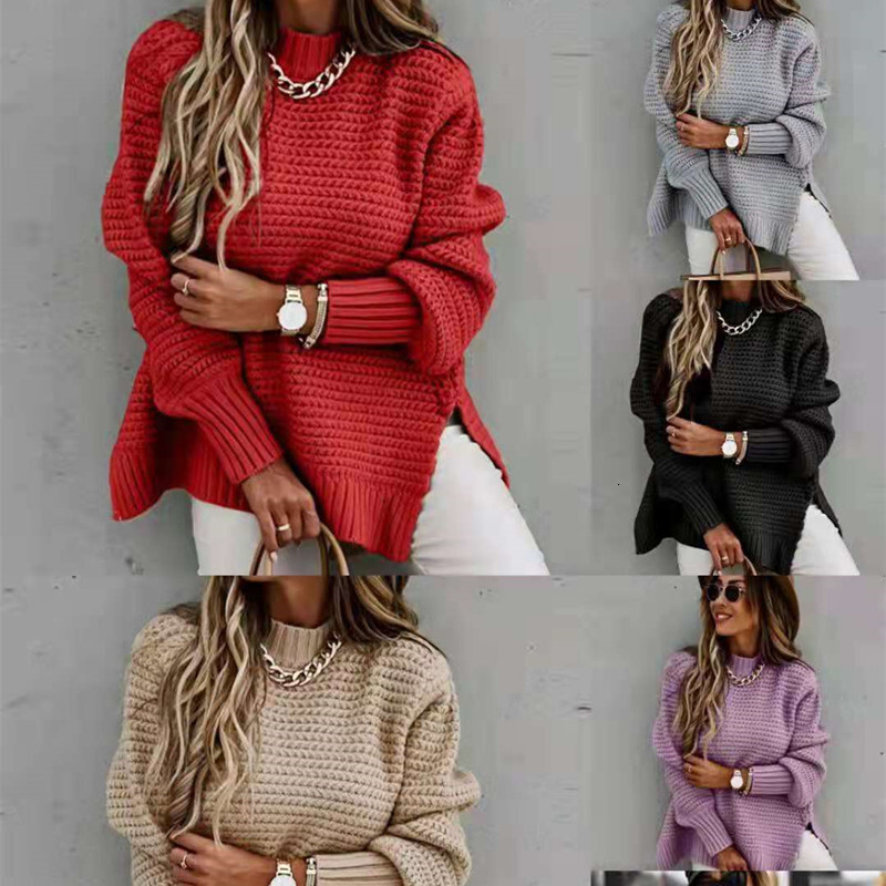 Women's Fried Dough Twists thread loose half high collar coarse wool thickened front short back sweater women dongdumaoyi