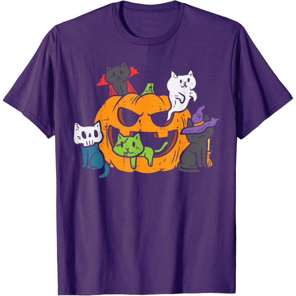 T shirt for Mens Vampire Ghost Zombie Witch Cats In Pumpkin Cute Halloween T-Shirt Shirts Tshirt Graphic Tee Casual Tops Clothes Short sleeve 2025