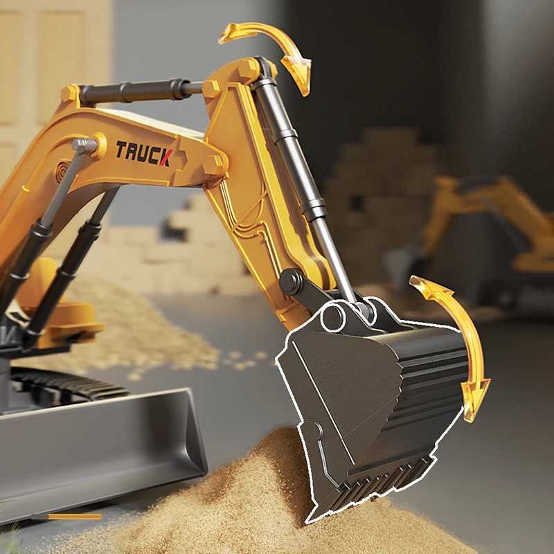 Alloy Remote Control Excavator Toy Car with Lights Sound Effect Electric Excavator Automobile Engineering Vehicle Children Gifts Y240809