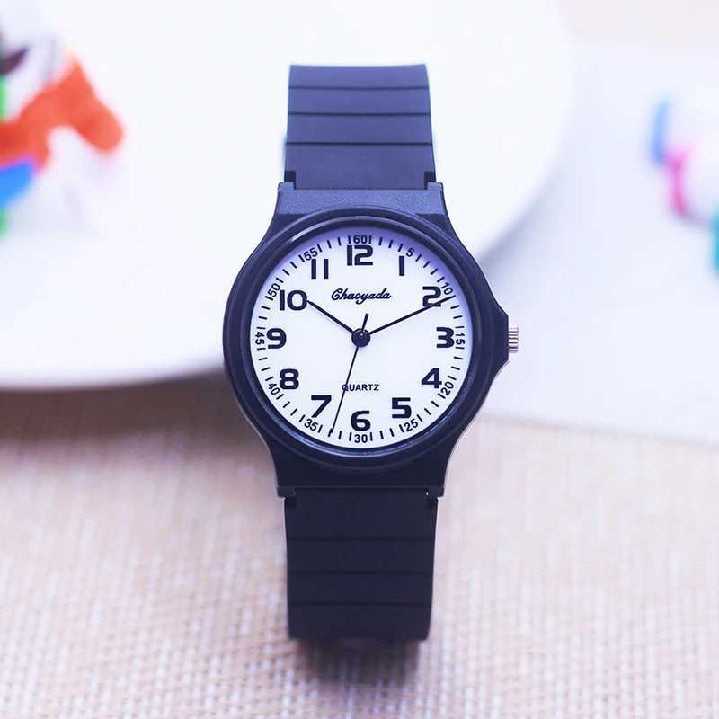 2024 child children boys girls Primary school students rubber jelly color simple clear number quartz watches kids gifts watches Y240809