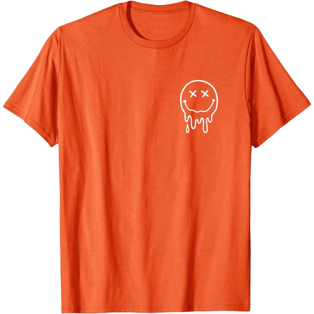 T shirt for Mens Cute X Eyes Melting Happy Melted Dripping Smile Face T-Shirt Shirts Tshirt Graphic Tee Casual Tops Clothes Short sleeve