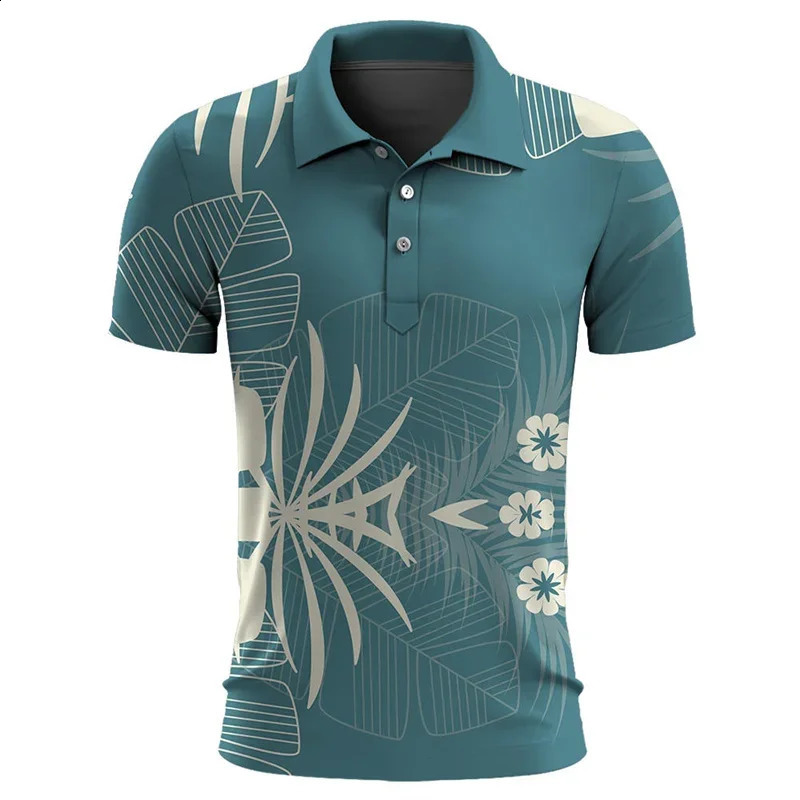 Hawaiian Plants Polo Shirt For Men Summer 3D Print Leaves Flower Short Sleeve Golf Polo Shirts Oversized Street Tops T Shirt 240810