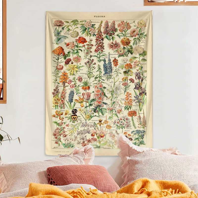 1pc Retro floral and plant tapestry collection garden floral identification reference picture tapestryXJ240810