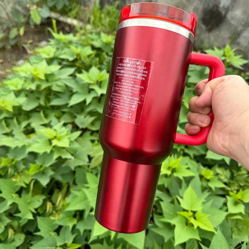 2024 Tumbler 40oz Stainless Steel Car Mug Vacuum Insulated ice Coffee with Handle Straw Double Wall Thermal Iced Travel CupCL240809