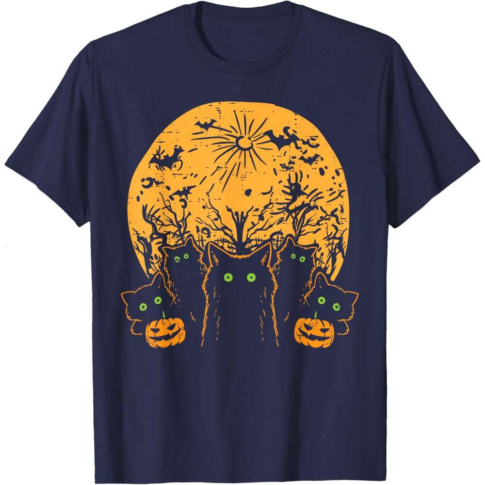 2025S Fashion Designer T Shirt For Mens Black Cats Full Moon Halloween Animal Pet Men Women Kids T Shirt Shirts Tshirt Graphic Tee Casual Tops Clothes