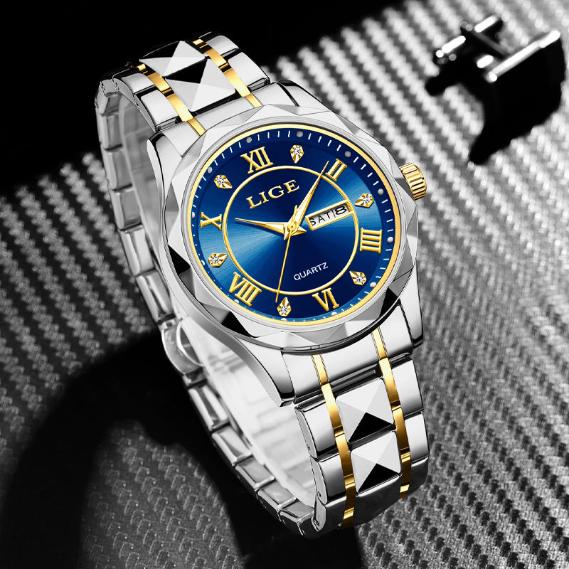LIGE Men's Quartz Watch Men's Classic Traditional Watch Stainless Steel strap Men's Casual Waterproof Watch Youth Fashion Watch Student