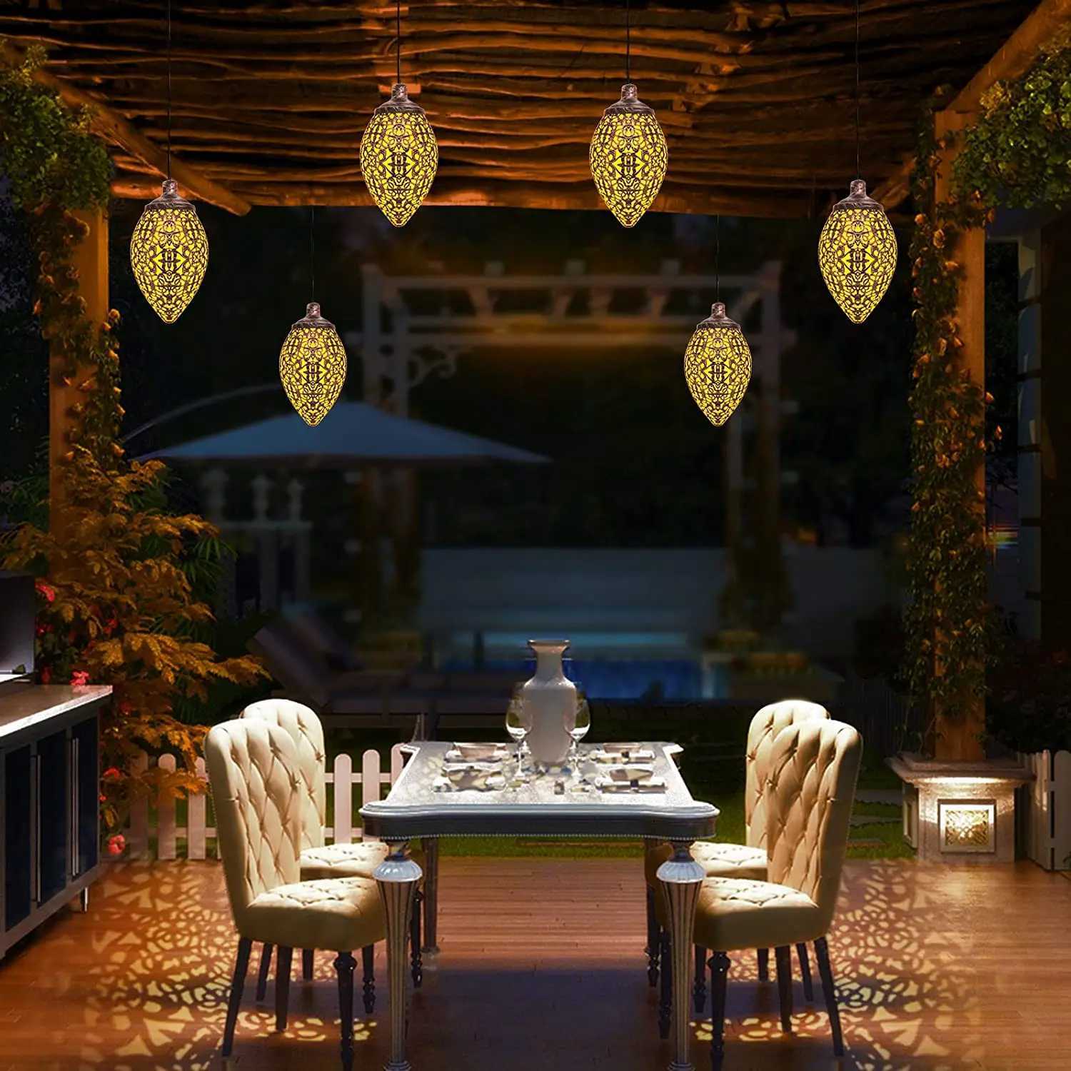 1/2 Pack Solar Hanging Lanterns Garden Decor Waterproof Outdoor Solar Powered Lantern Decorative Lights Retro Lamp for GardenCL240809