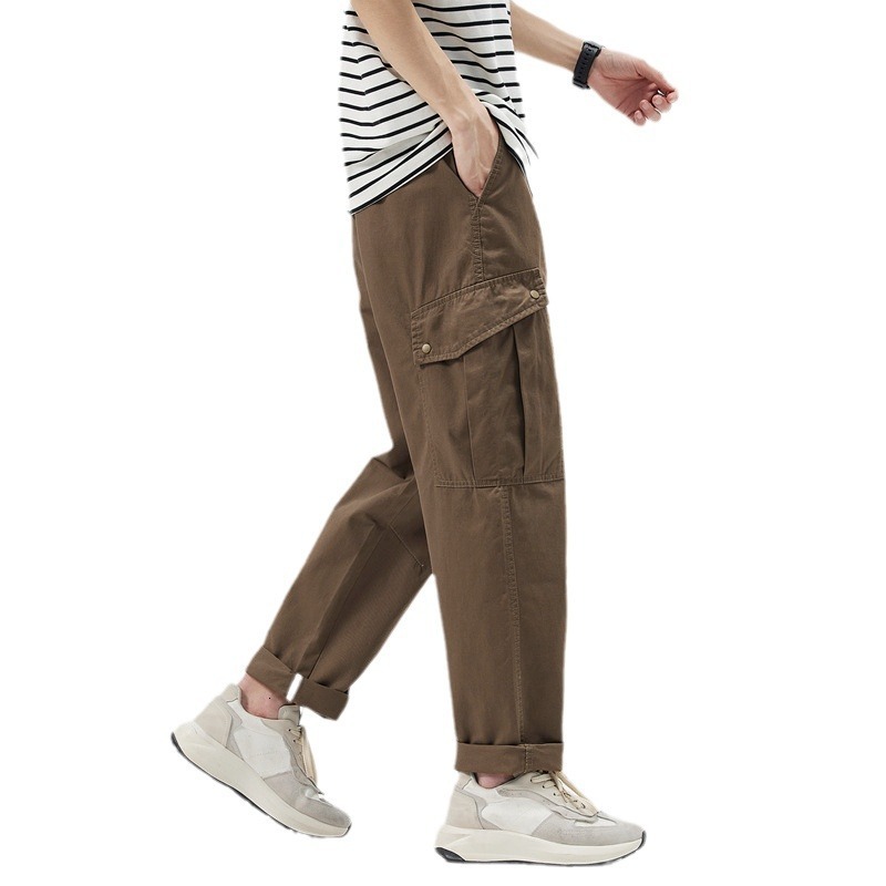 Work Pants for Men Trendy and Fashionable Loose Straight Leg Pants Spring and Summer Loose Sports Pants Trendy style Pure Cotton Casual Pants