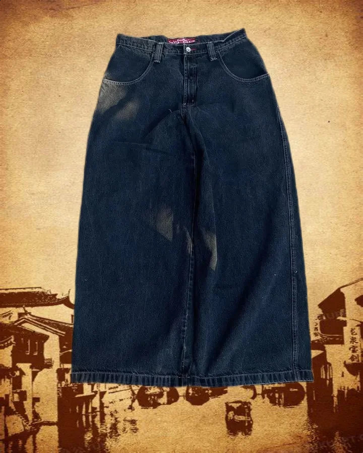 2024 American Jnco poker card pattern jeans for men and women casual loose hip-hop original streetwear Y2k Jnco jeans Traf240809