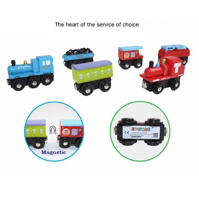 Wooden Magnetic Train Kids Train Toy Anime Locomotive Car Toys Wooden Track Train Railway Vehicles Children Birthday Gifts Y240809