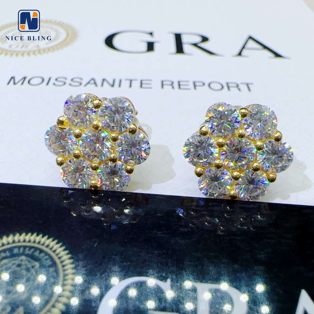 Cluster wer Design Dia Earrings Men Hiphop Sterg Sier Moissanite Ear Stud For Women