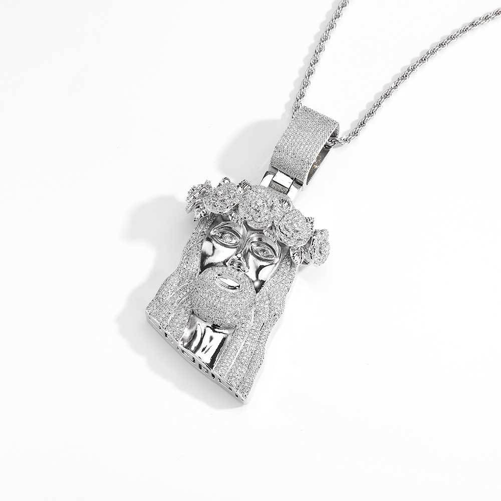 Hip Hop Garland esus Face Pendant Necklace Full Zircon 18k Real Gold Plated Mens Jewelry